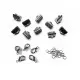 Silberfarbenes Bandklemmen Set 10mm + 5 Karabiner + 12 Biegeringe als Schmuckzubehör Set für Halsbänder - Schmuckzubehör Set - Leisure-Beads DIY
