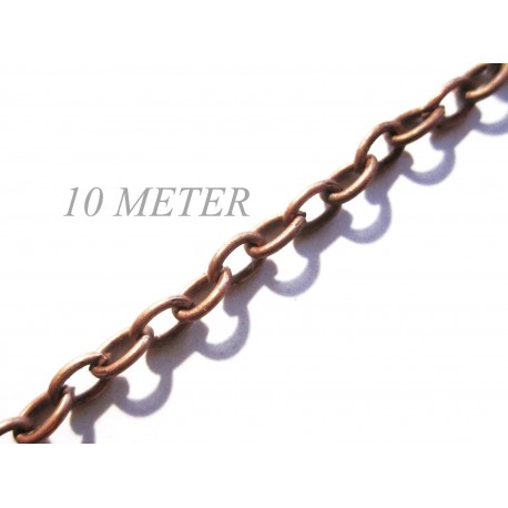 Leisure-Beads - 10m kupferfarbene Kette 4x3mm Gliederkette - Schmuckzubehör