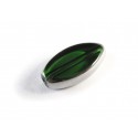 Grüne Fensterperle 18x10mm oval Silberrahmen - Schmuckzubehör