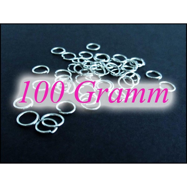 100g silberfarben Biegeringe 7mm x 1mm runder Biegering silberfarbener Bindering - Schmuckzubehör Biegering - Leisure-Beads DIY
