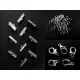 10 silber Bandklemmen 20mm + 5 Karabiner + 12 Biegeringe als Schmuckzubehör Set für Halsbänder - Schmuckzubehör Set - Leisure-Beads DIY