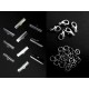 10 silberfarbene Bandklemmen 25mm + Karabiner + Biegeringe - Schmuckzubehör Set