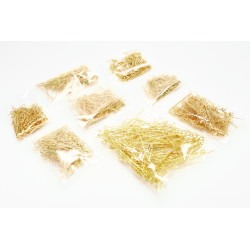 800 goldfarbene Kettstifte Mix 16-50mm Schmuckdraht mit Öse - Schmuckzubehör Kettelstifte