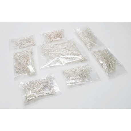 Leisure-Beads - 800 hellsilberfarbene Kettstifte Mix 16mm bis 50mm Schmuckdraht mit Öse - Schmuckzubehör Kettelstifte