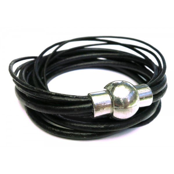 Bastelset schwarzes Leder Armband mit Magnetverschluss, wir zeigen Ihnen was Sie benötigen - Schmuck basteln - Leisure-Beads DIY