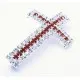 1x rot silber Strass Kreuz Schiebeperle 40x23mm Innen ca. 3mm Strasskreuz Perle - Schmuckzubehör Schiebeperle - Leisure-Beads DIY
