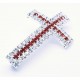 1x rot silberfarben Strass Kreuz Schiebeperle 40x23mm Innen 3mm Strasskreuz Perle - Schmuckzubehör Schiebeperle
