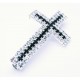 1x schwarz/jet silber Strass Kreuz Schiebeperle 40x23mm Innen ca. 3mm Strasskreuz Perle - Schmuckzubehör Schiebeperle