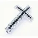 1x schwarz/jet silber Strass Kreuz Schiebeperle 40x23mm Innen ca. 3mm Strasskreuz Perle - Schmuckzubehör Schiebeperle - Leisure-Beads DIY