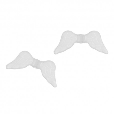 Leisure-Beads - 10x weißer Engelsflügel Acrylperlen 20x9mm transluzente Flügel Spacer - Schmuckzubehör Acrylperlen