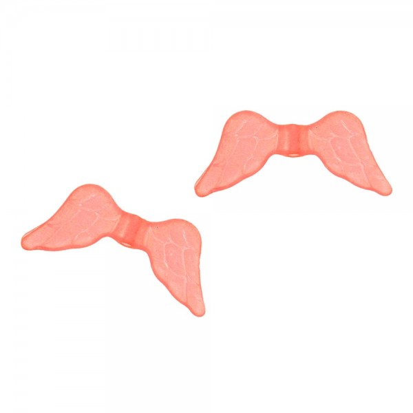 10x rosa Engelsflügel Acrylperlen 20x9mm transluzente Flügel Spacer - Schmuckzubehör Acrylperlen - Leisure-Beads DIY