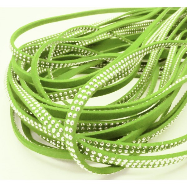 95cm hellgrünes Kunstlederband 5mm mit Nieten hellgrünes Schmuckband in Wildlederoptik für Armbänder - Schmuckzubehör Lederband - Leisure-Beads DIY