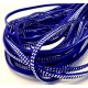 1m pflaumenblaues Kunstlederband 5mm mit Nieten blaues Schmuckband in Wildlederoptik für Armbänder - Schmuckzubehör Lederband