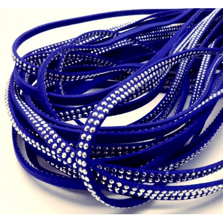 Leisure-Beads - 1m pflaumenblaues Kunstlederband 5mm mit Nieten blaues Schmuckband in Wildlederoptik für Armbänder - Schmuckzubehör Lederband