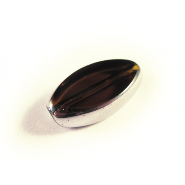 Braune Fensterperle 18x10mm oval Silberrahmen - Schmuckzubehör - Leisure-Beads DIY