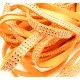1m hellorange Kunstlederband 8mm mit silber Nieten orange Schmuckband in Wildlederoptik für Armbänder - Schmuckzubehör Lederband - Leisure-Beads DIY