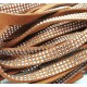 1m braunes Kunstlederband 8mm mit silber Nieten braunes Schmuckband in Wildlederoptik für Armbänder - Schmuckzubehör Lederband