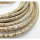 1m hellbraunes Kunstlederband 6mm mit goldfarben Punkten in Wildlederoptik für Armbänder - Schmuckzubehör Lederband