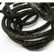 1m schwarzes Kunstlederband 7mm mit goldfarben Punkten in Wildlederoptik für Armbänder - Schmuckzubehör Lederband - Leisure-Beads DIY