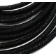 1m schwarzes Kunstlederband 6mm mit schwarzen Glitzerpunkten in Wildlederoptik für Armbänder - Schmuckzubehör Lederband