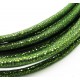 1m grünes Kunstlederband 6mm mit grünen Glitzerpunkten in Wildlederoptik für Armbänder - Schmuckzubehör Lederband