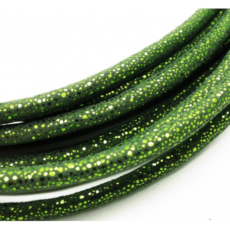 Leisure-Beads - 1m grünes Kunstlederband 6mm mit grünen Glitzerpunkten in Wildlederoptik für Armbänder - Schmuckzubehör Lederband