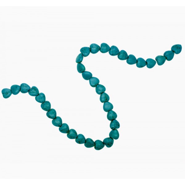 1 Strang Türkis Herzperlen 12x6mm Kunststein - Schmuckzubehör - Leisure-Beads DIY