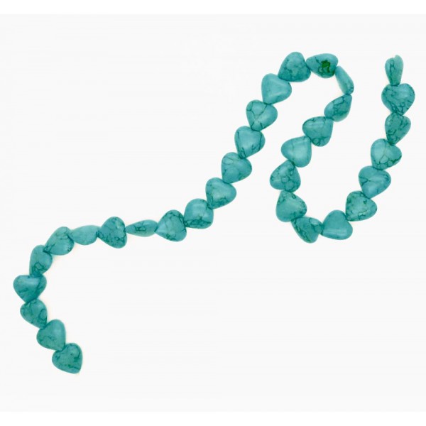 1 Strang Türkis Herzperlen 14x5mm Kunststein - Schmuckzubehör - Leisure-Beads DIY