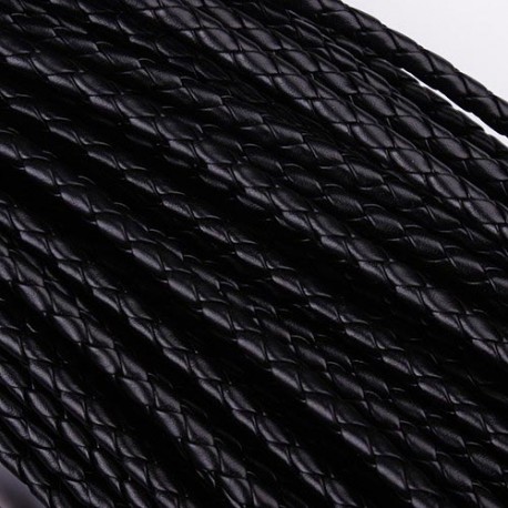 Leisure-Beads - 1m PU-Lederkordel 6mm schwarze geflochtenes Kunstlederband für Lederarmband - Schmuckzubehör Lederband
