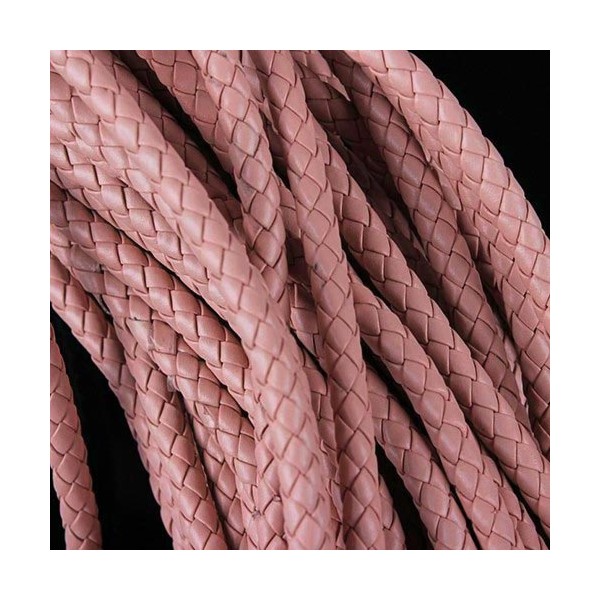 1m rosa PU-Lederkordel 6mm Kunstlederband für Lederarmband geflochten - Schmuckzubehör - Leisure-Beads DIY