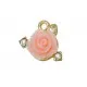 1x rosa Rosen Anhänger mit Strass ca. 15x13mm goldfarben Schmuckanhänger mit Rose - Schmuckzubehör - Leisure-Beads DIY