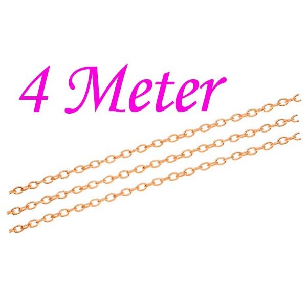 4m rosegoldfarbene Gliederkette 3x4,6x0,9mm Schmuckkette - Schmuckzubehör - Leisure-Beads DIY