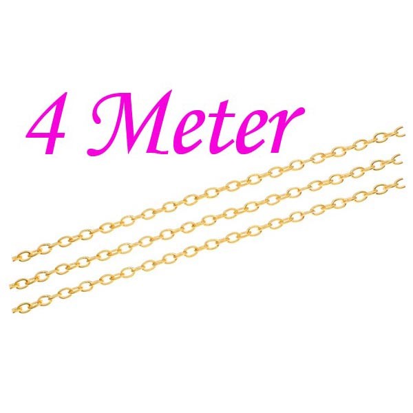 4m goldfarbene Kette 3x4,6x0,9mm Gliederkette goldfarben Schmuckkette - Schmuckzubehör - Leisure-Beads DIY