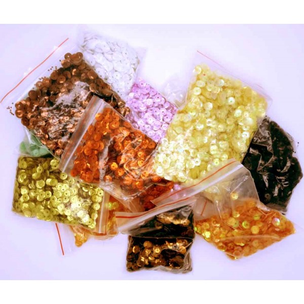  300g bunte Schüssel Pailletten 6mm im Mix bunte Cup Pailletten - Bastelbedarf Pailletten - Leisure-Beads DIY