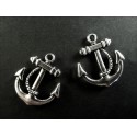 1x silberfarbener Anker Schmuckanhänger 20x23mm - Schmuckzubehör