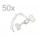 50x 10mm Bandklemme hellsilber Verschluss mit Karabiner und Kette platinfarben - Schmuckzubehör - Leisure-Beads DIY