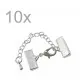 10x 15mm Bandklemme silber Verschluss mit Karabiner und Kette silberfarben - Schmuckzubehör - Leisure-Beads DIY