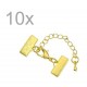10x 15mm Bandklemme goldfarben Verschluss mit Karabiner und Kette - Schmuckzubehör