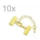 10x 15mm Bandklemme goldfarben Verschluss mit Karabiner und Kette - Schmuckzubehör - Leisure-Beads DIY