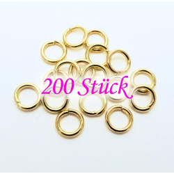 Leisure-Beads - 200x goldfarbene Biegering 8mm 1,5mm rund Biegering - Schmuckzubehör Biegering