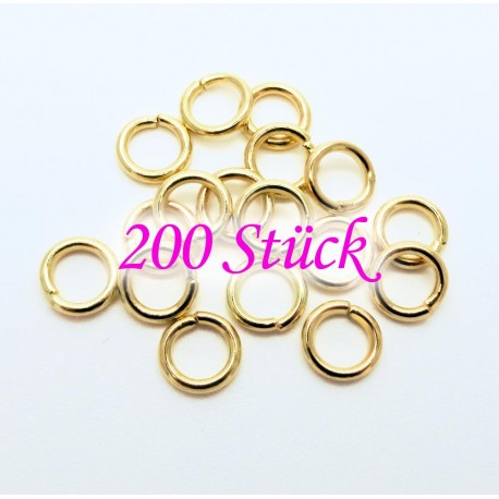 Leisure-Beads - 200x goldfarbene Biegering 8mm 1,5mm rund Biegering - Schmuckzubehör Biegering