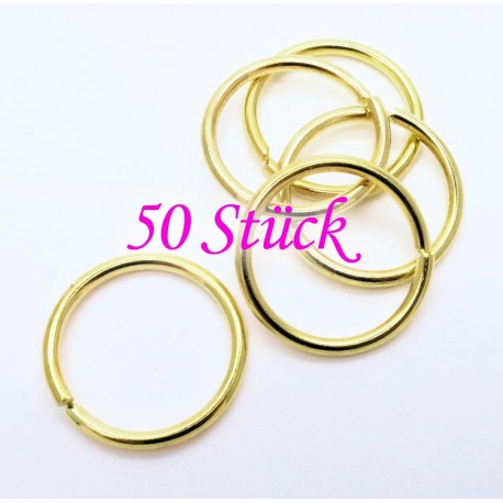 Leisure-Beads - 50x goldfarben Biegering 20mm x 2mm Bindering - Schmuckzubehör