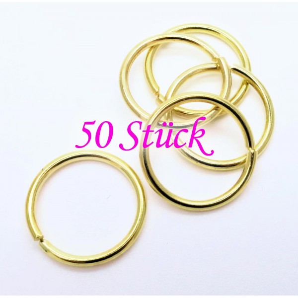 50x goldfarben Biegering 20mm x 2mm Bindering - Schmuckzubehör - Leisure-Beads DIY