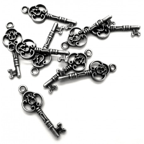 Leisure-Beads - 1x gunmetal Anhänger Schlüssel 10x28mm gunmetal Schmuckanhänger - Schmuckzubehör