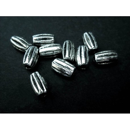 Leisure-Beads - 5x Tube silberfarben 6x3mm Metallperlen Spacer - Schmuckzubehör Metallperle