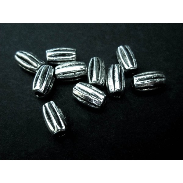 5x Tube silberfarben 6x3mm Metallperlen Spacer - Schmuckzubehör Metallperle