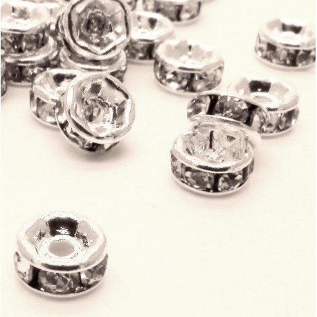 Leisure-Beads - 30x hellsilberfarben Strass Rondelle 5mm - Schmuckzubehör