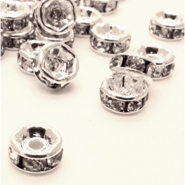 30x hellsilberfarben Strass Rondelle 5mm - Schmuckzubehör - Leisure-Beads DIY
