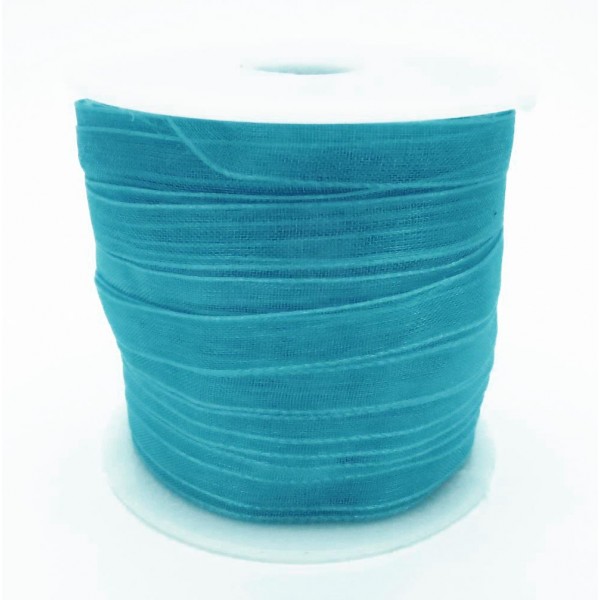 45m dunkeltürkis Organzaband Breite 6mm für Halsband und Wickelarmbänder - Schmuckzubehör Organzaband - Leisure-Beads DIY