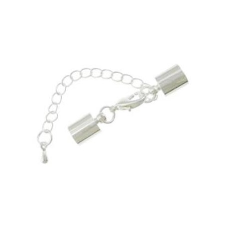 Leisure-Beads - 1x hellsilberfarben Verschluss Innen 7,5mm 12x8mm zum Einkleben mit Karabiner - Schmuckzubehör Endkap